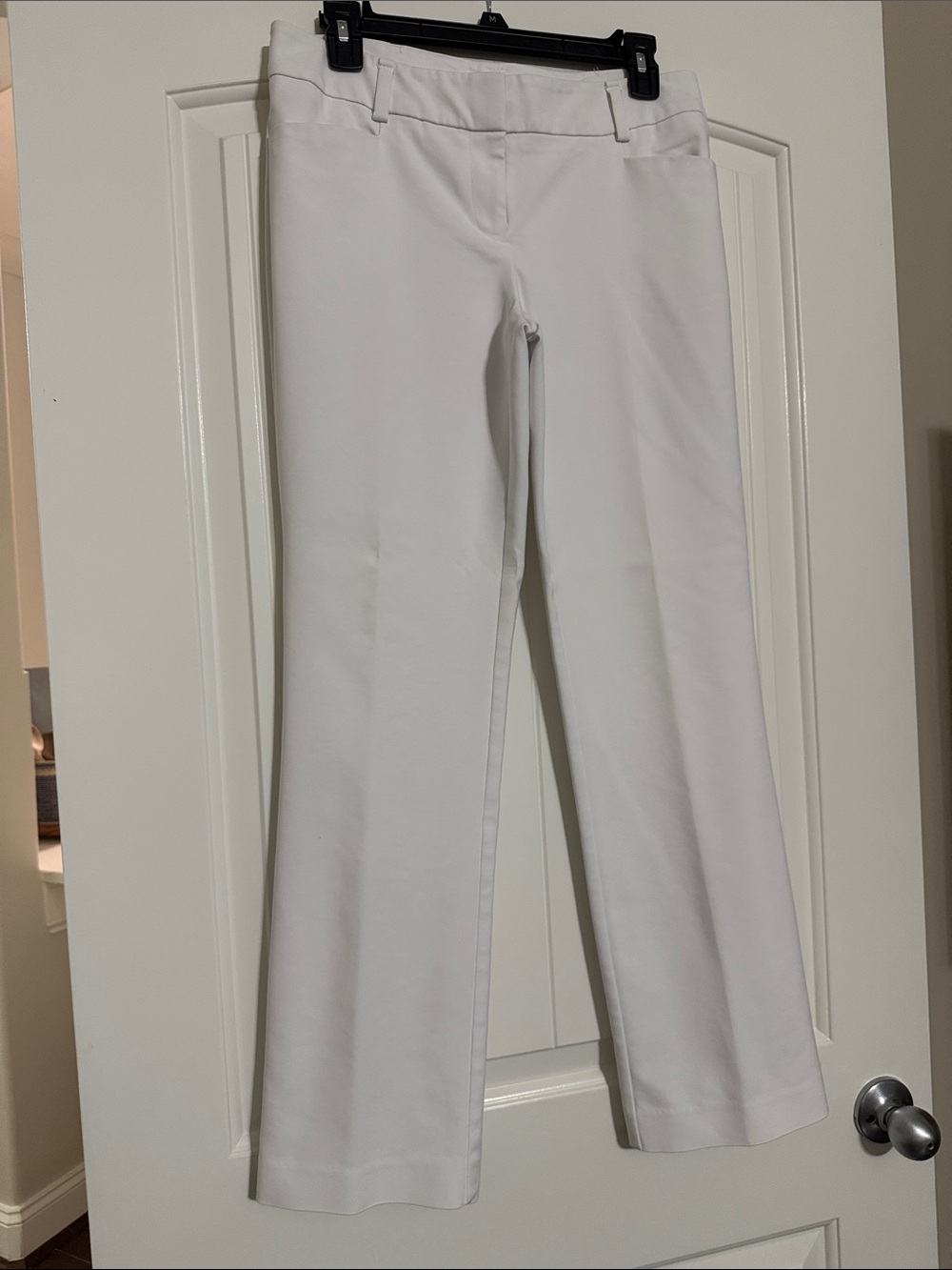 New York & Company White Tailored Straight-Leg Trousers